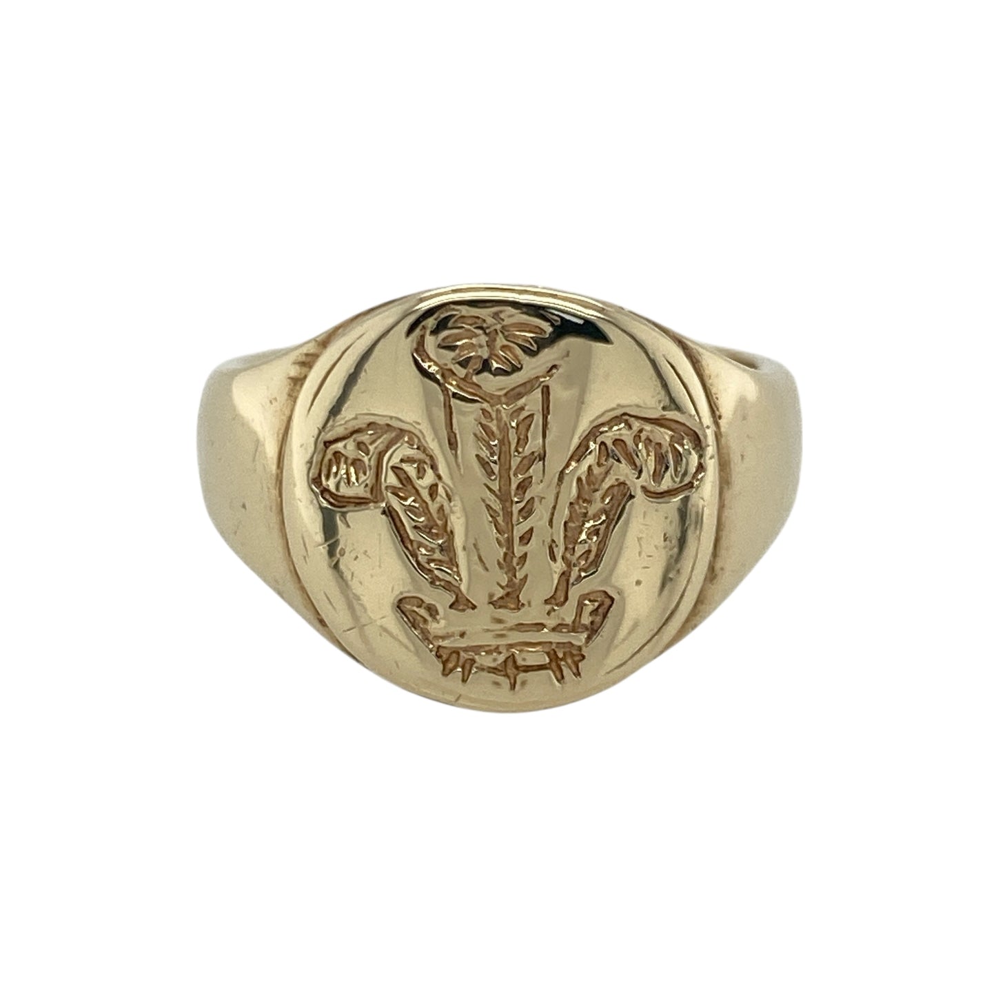 9ct Gold Welsh Three Feathers Signet Ring