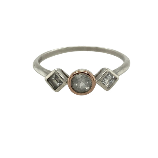 925 Silver & White Topaz Set Clogau Trilogy Ring