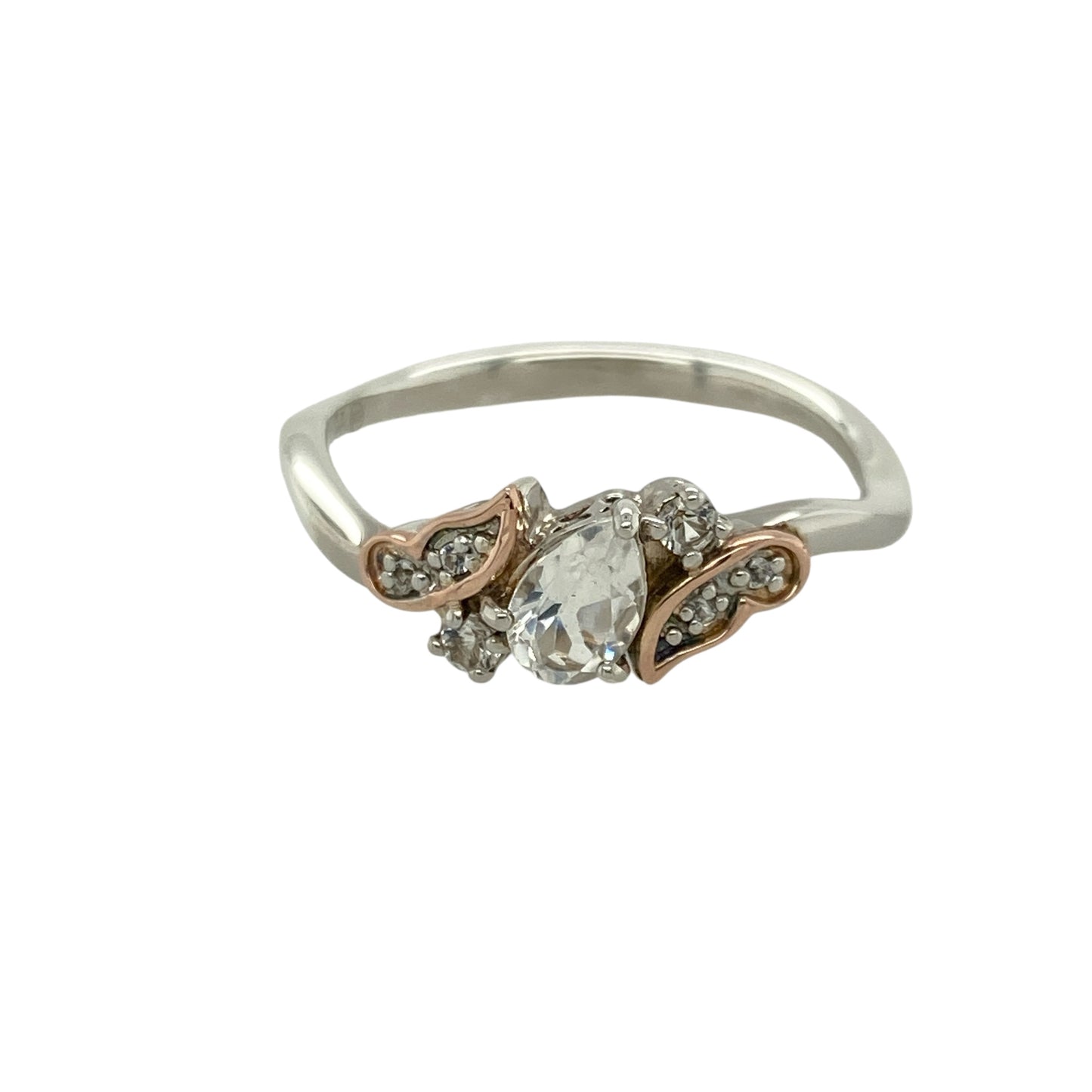 925 Silver & White Topaz Set Clogau Teardrop Ring