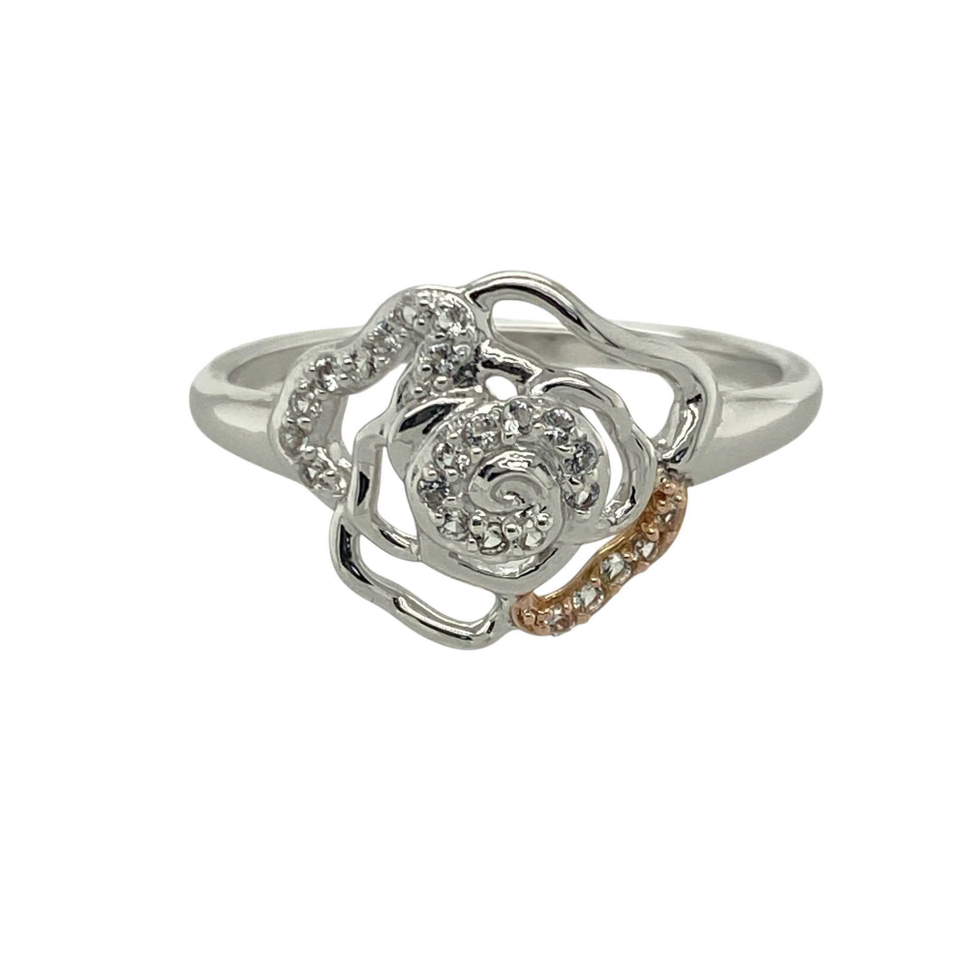 925 Silver & White Topaz Set Clogau Rose Ring