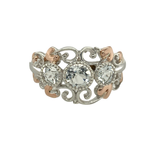 925 Silver & White Topaz Set Clogau Trilogy Tree of Life Ring