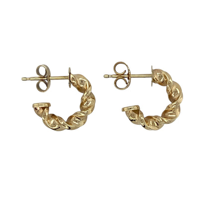 9ct Gold Twisted Half Hoop Stud Earrings