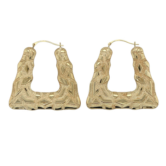 9ct Gold Large Patterned Handbag Creole Earrings
