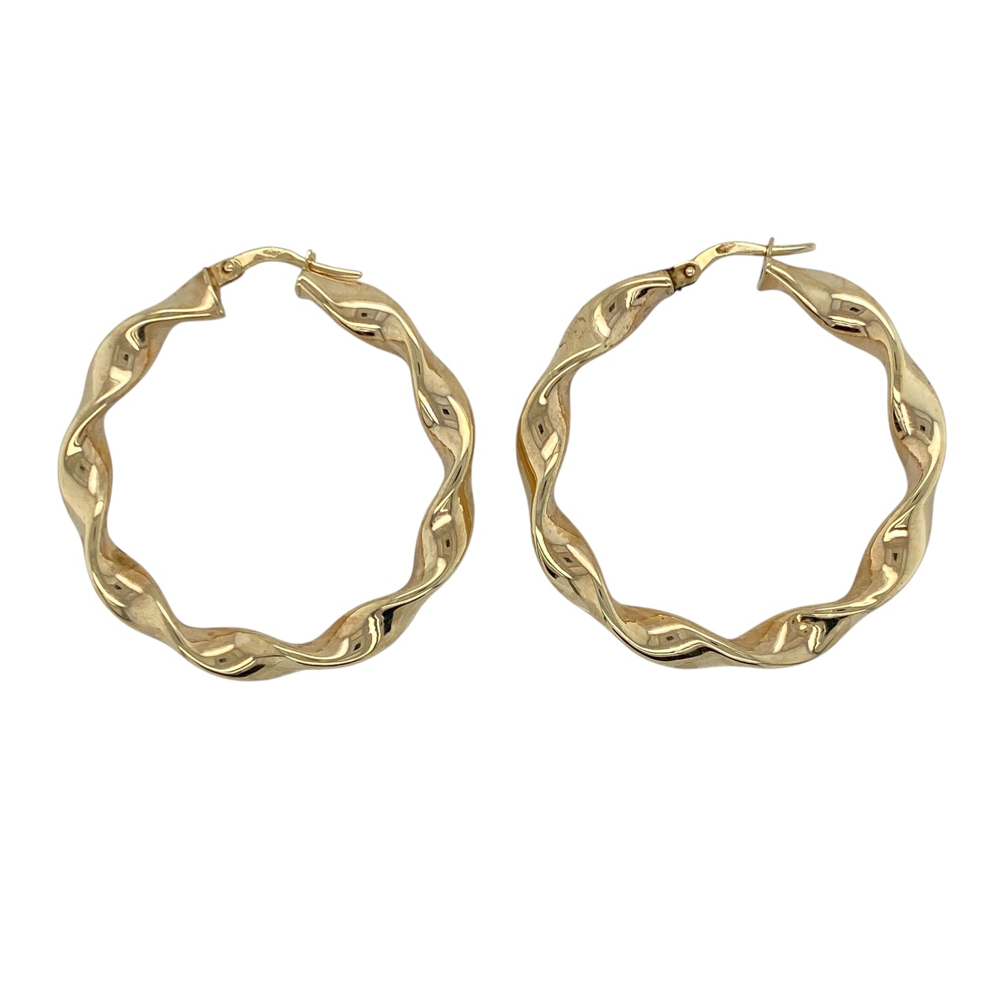 9ct Gold Twisted Ribbon Hoop Creole Earrings