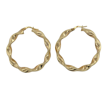 9ct Gold Twisted Ribbon Hoop Creole Earrings