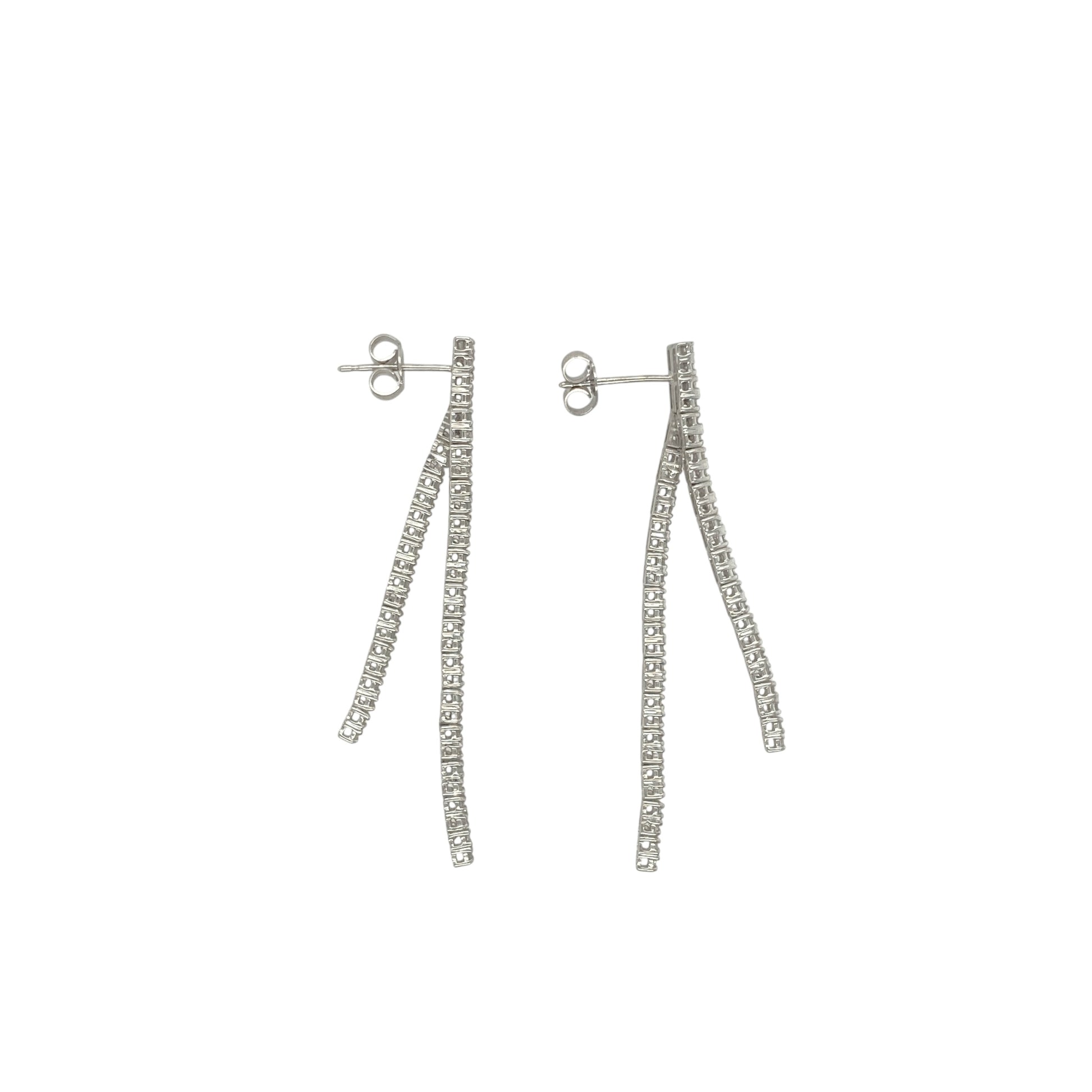 18ct White Gold Diamond Set Double Strand Drop Earrings