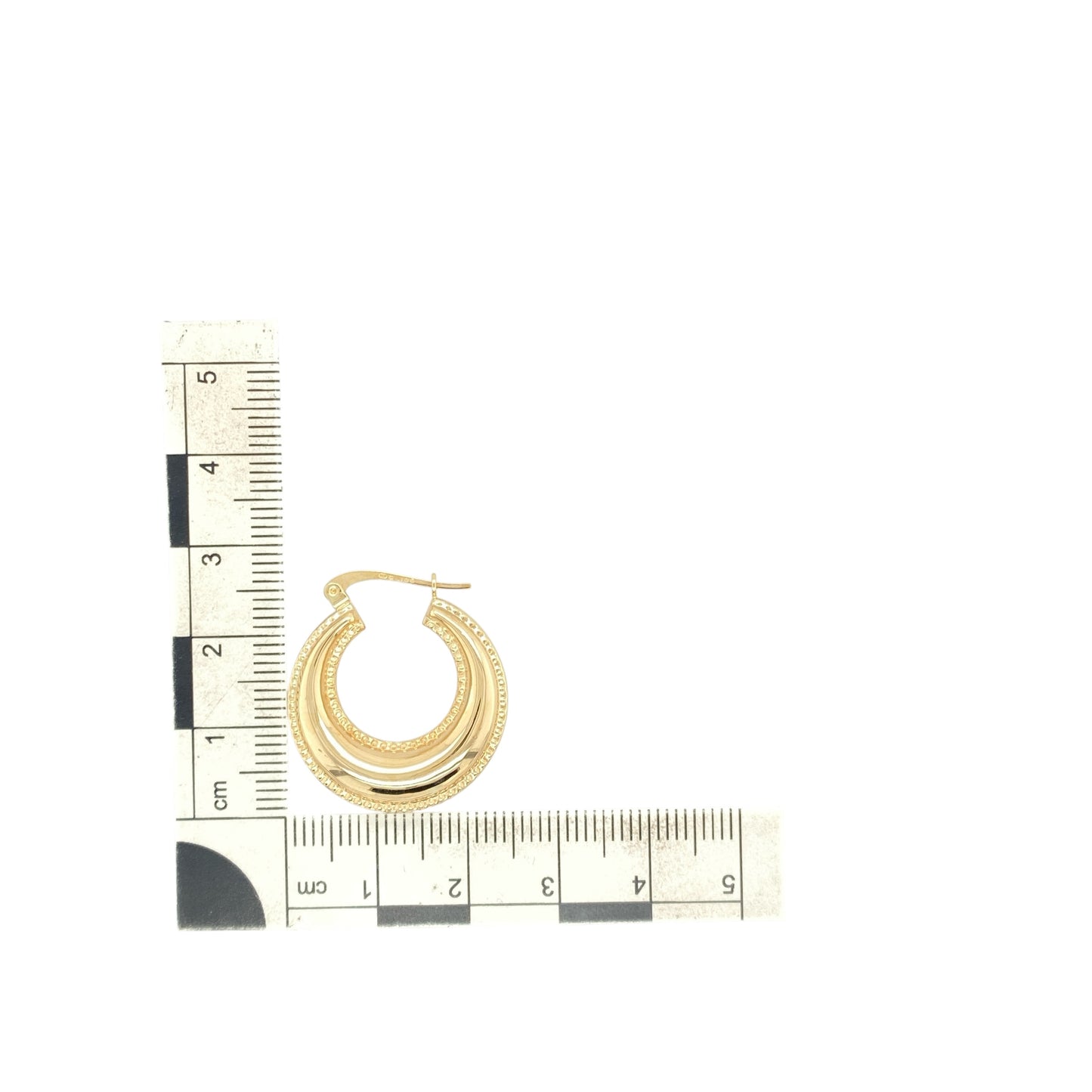 9ct Gold Beaded Edge Polished Creole Earrings