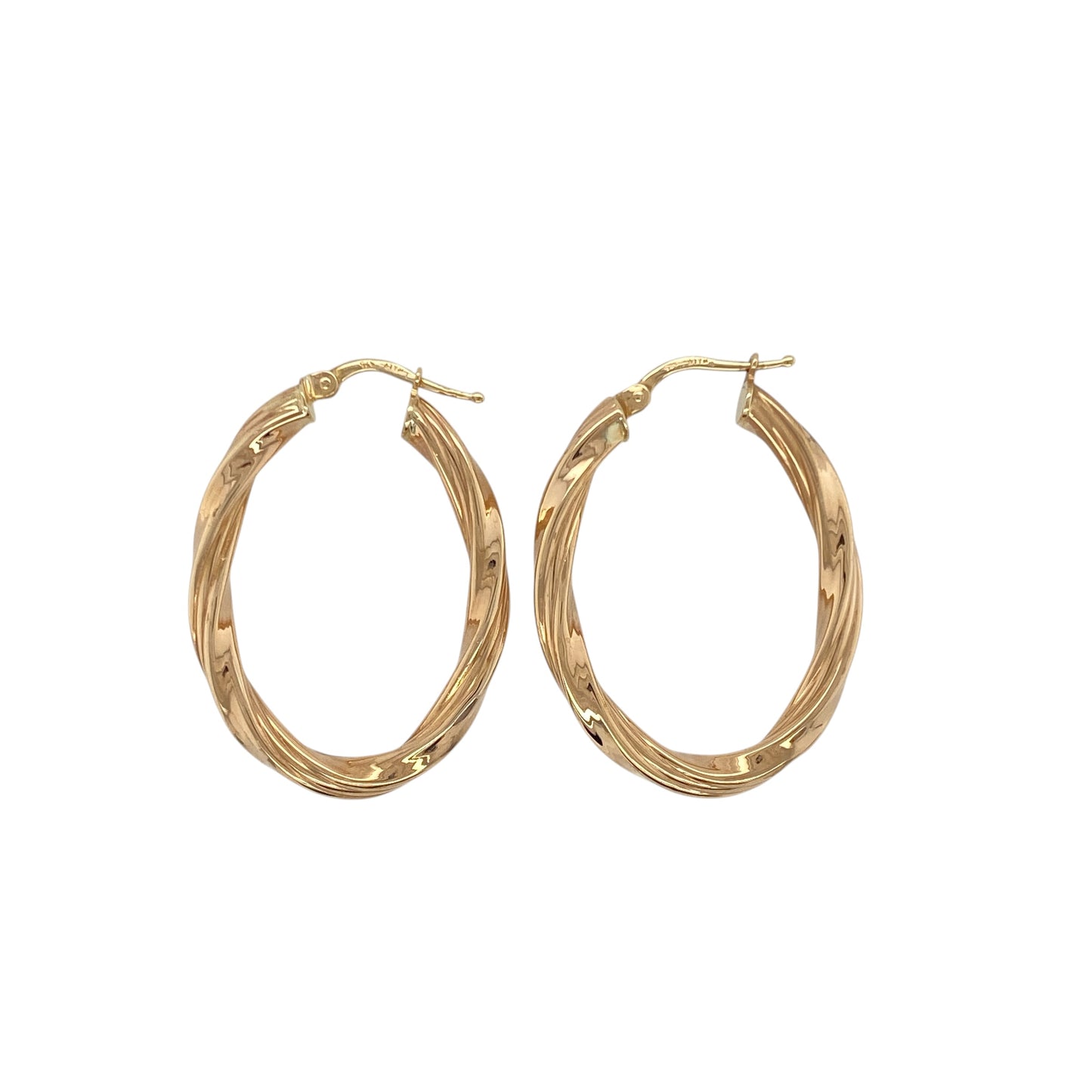 9ct Gold Twisted Oval Creole Earrings