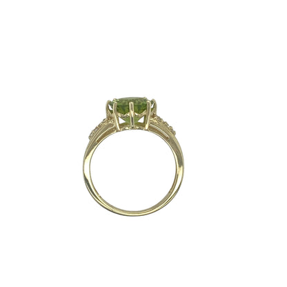 9ct Gold Round Cut Peridot & Cubic Zirconia Set Ring