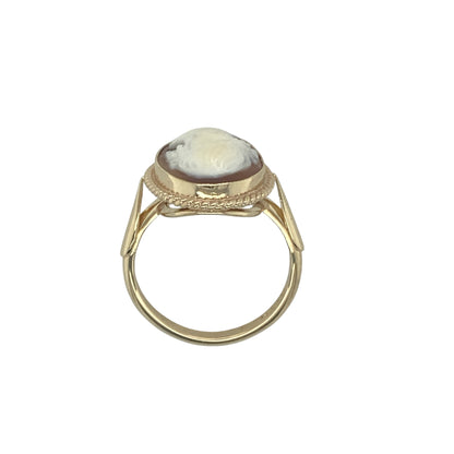 9ct Gold Rope Edge Oval Set Cameo Ring