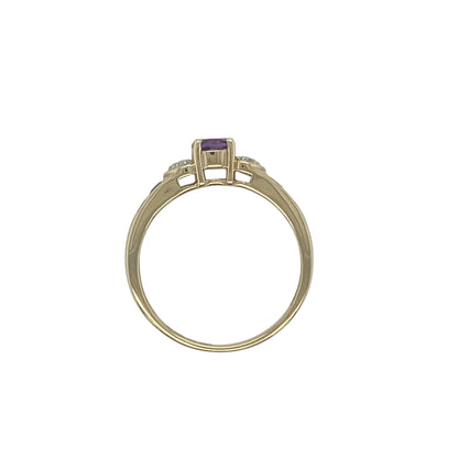 9ct Gold Diamond & Amethyst Set Ring