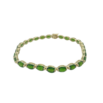 9ct Gold 7.5" Green Stone Set Bracelet