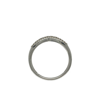 9ct White Gold Diamond Set Wishbone Ring