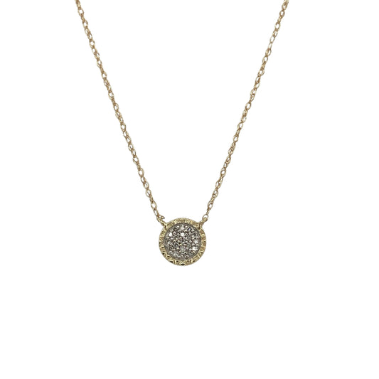 9ct Gold Diamond Set Circle 18" Necklace