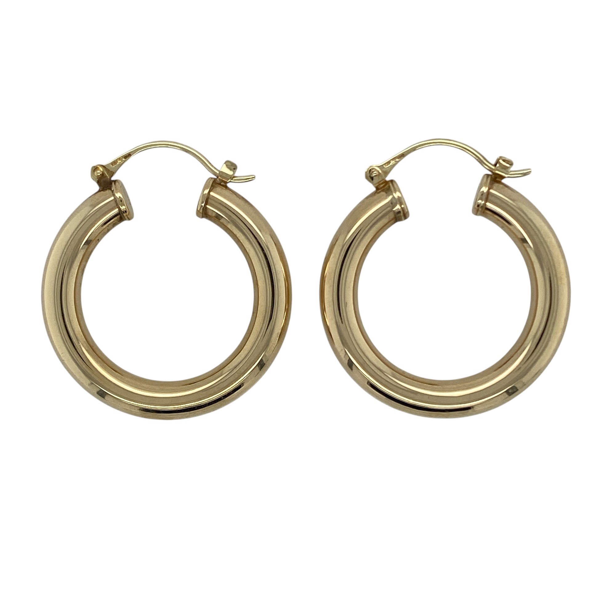 9ct Gold Plain Hoop Tube Creole Earrings