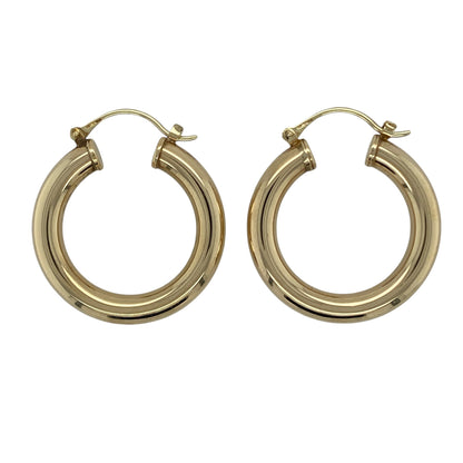 9ct Gold Plain Hoop Tube Creole Earrings