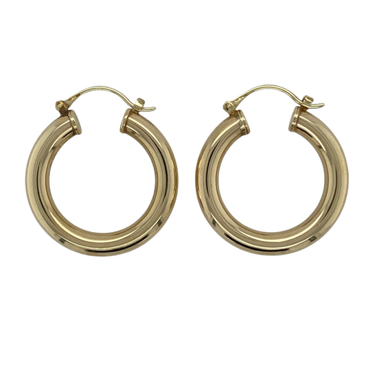 9ct Gold Plain Hoop Tube Creole Earrings