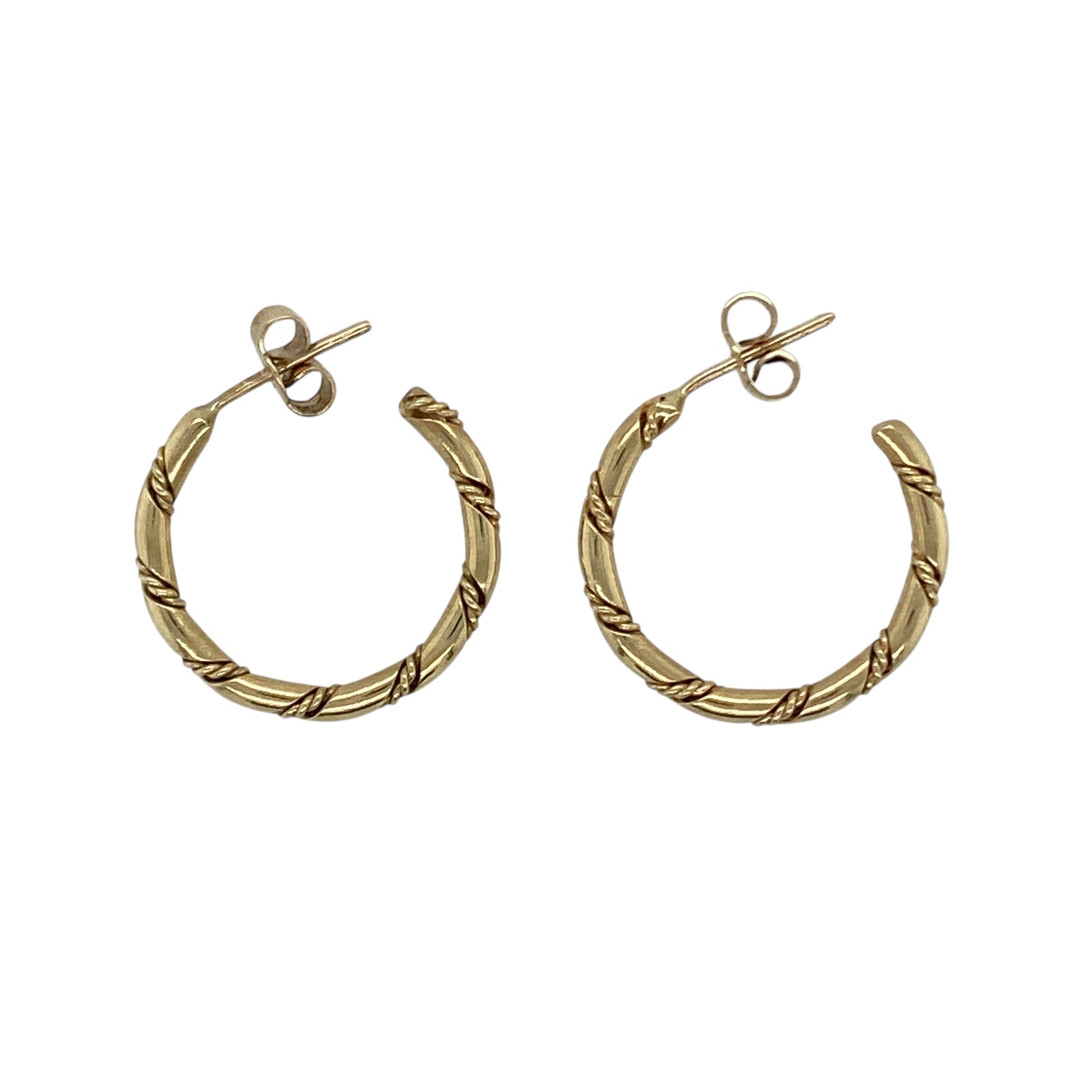 9ct Gold Twist Patterned Half Hoop Stud Earrings