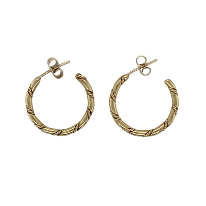 9ct Gold Twist Patterned Half Hoop Stud Earrings