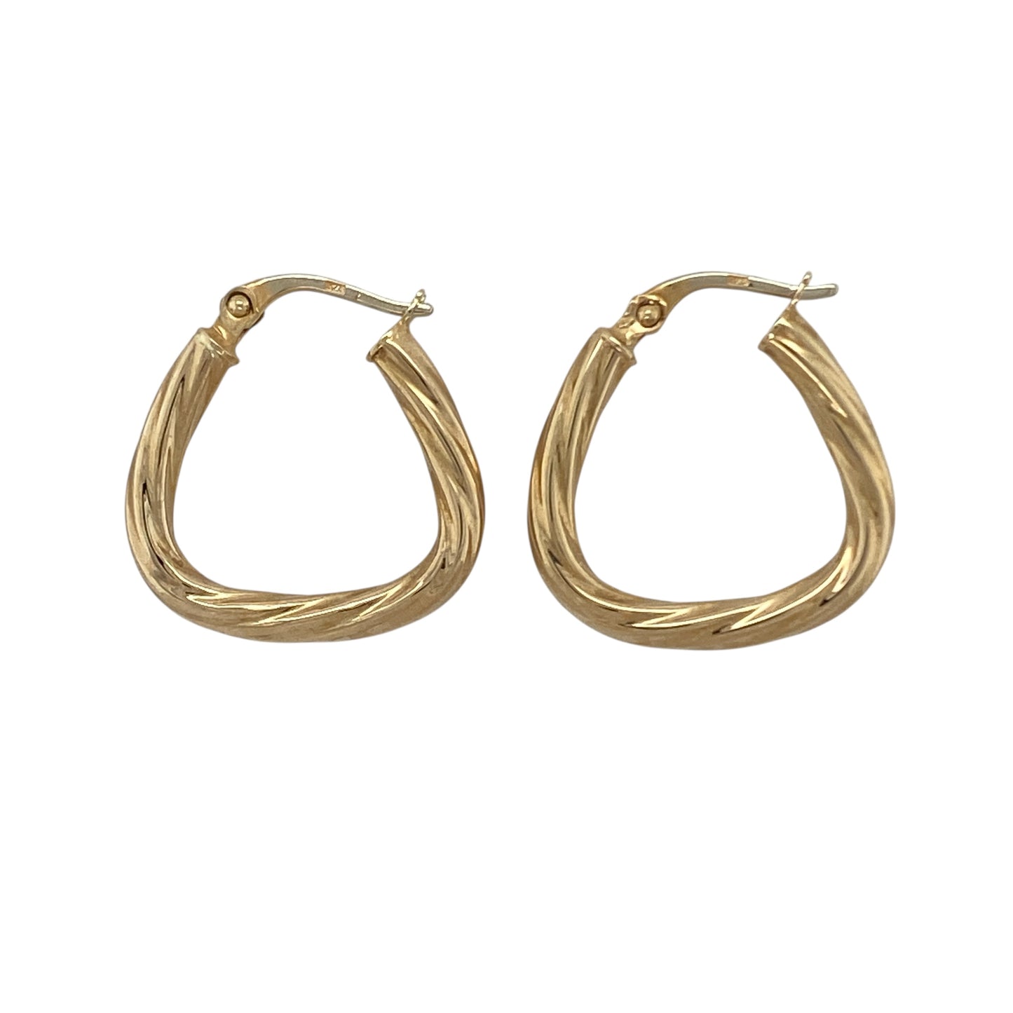 9ct Gold Twisted Triangle Shaped Creole Earrings