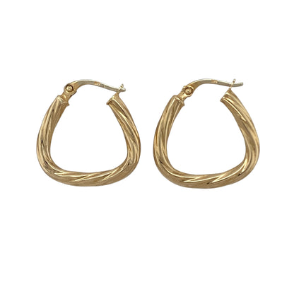 9ct Gold Twisted Triangle Shaped Creole Earrings