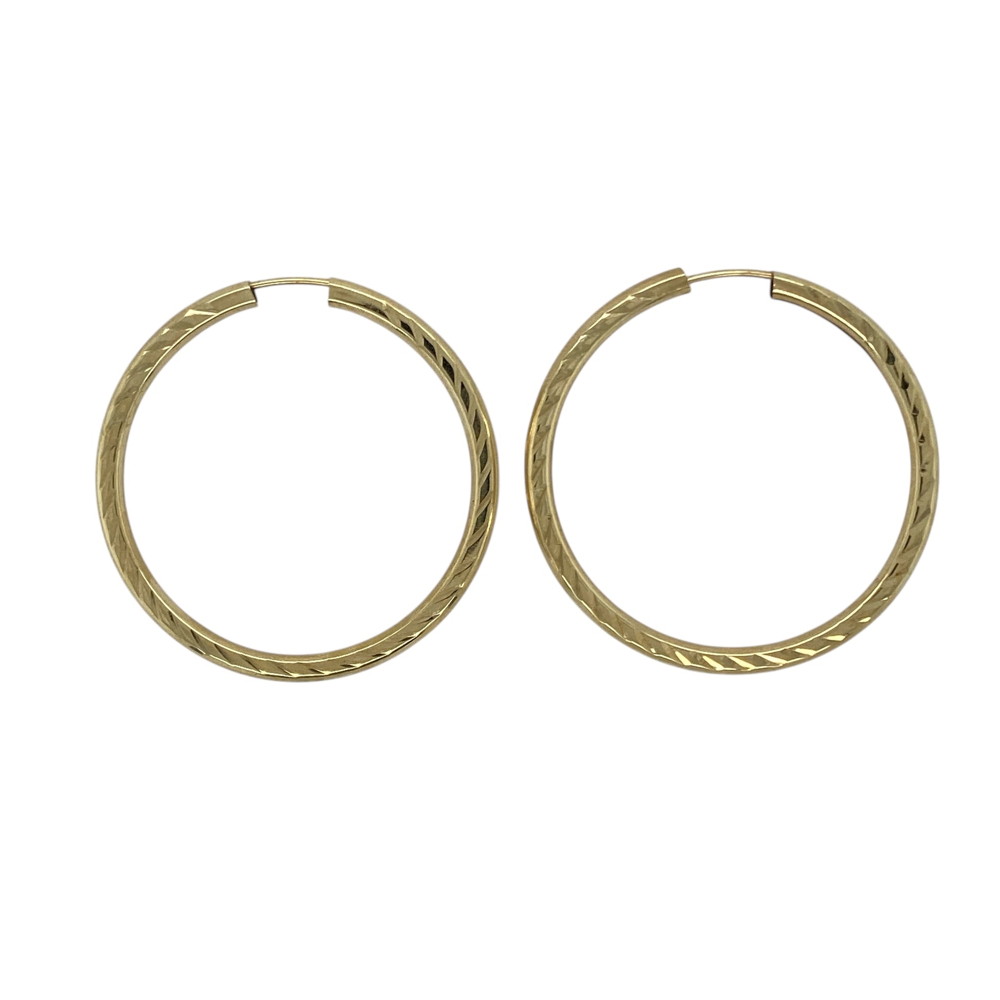 9ct Gold Patterned Hoop Earrings