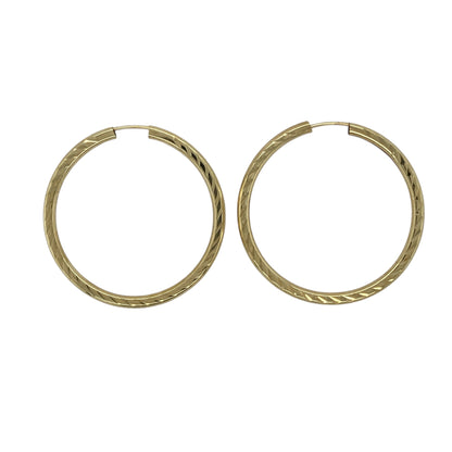 9ct Gold Patterned Hoop Earrings