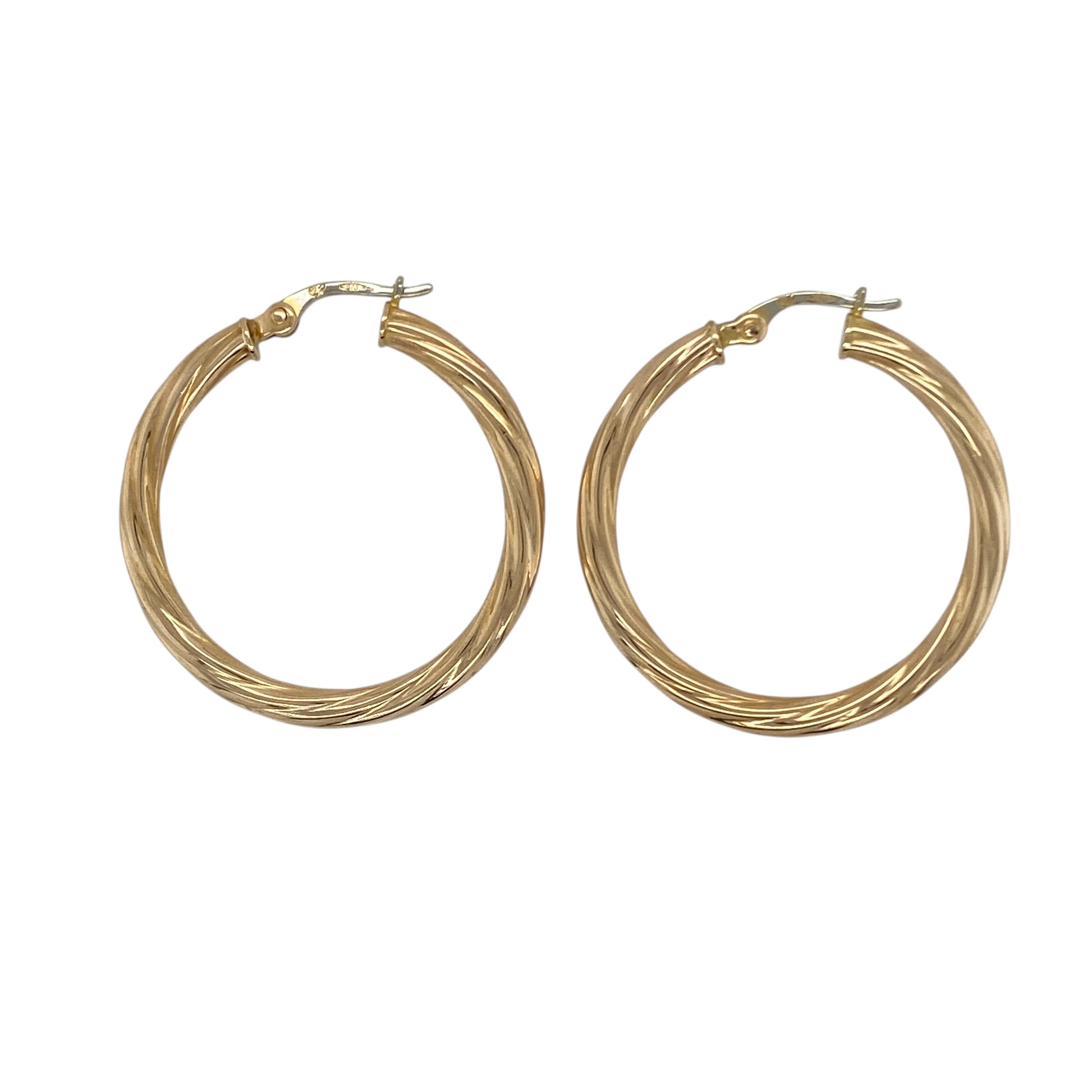 9ct Gold Twisted Hoop Creole Earrings