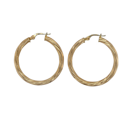 9ct Gold Twisted Hoop Creole Earrings
