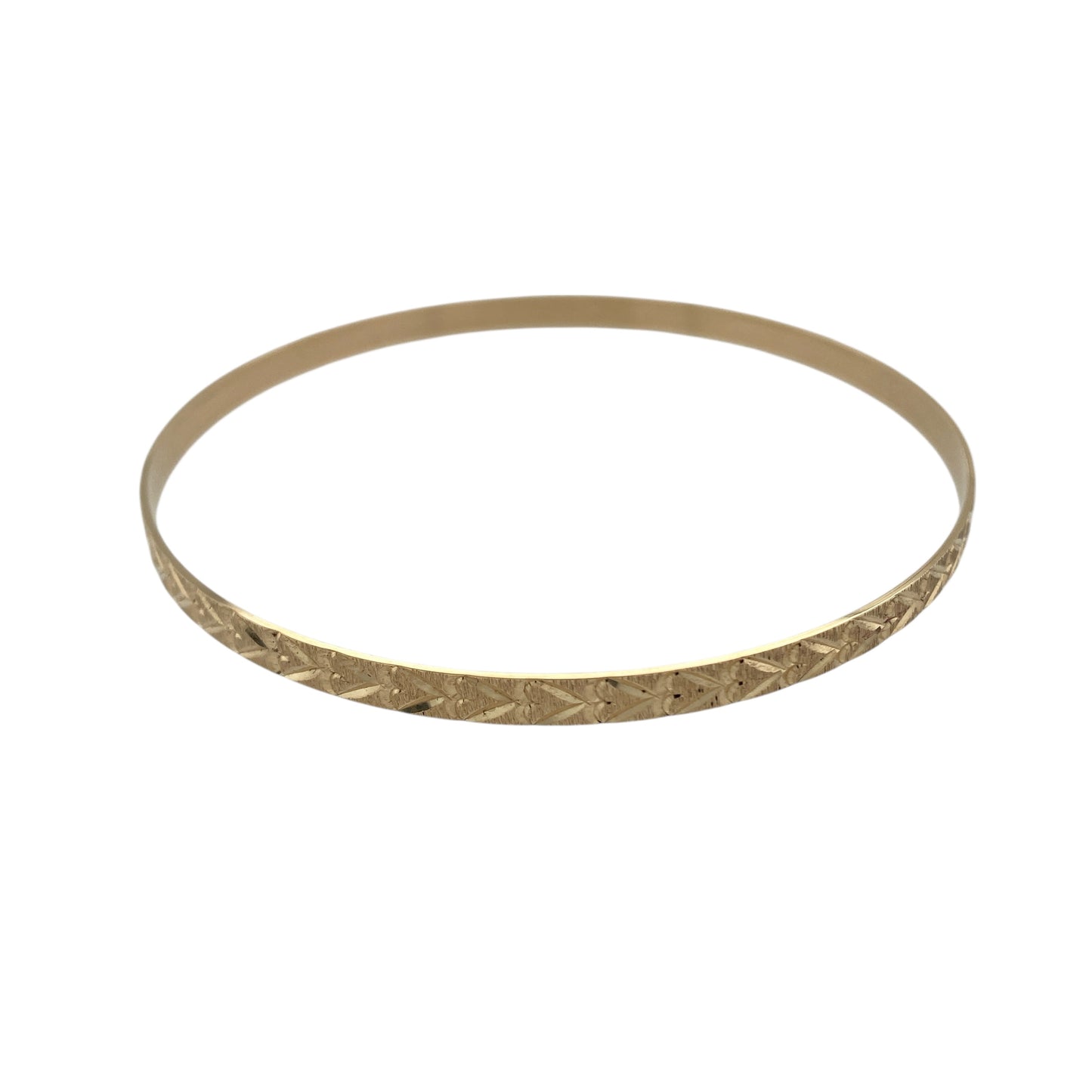 9ct Solid Gold Heart Patterned Bangle