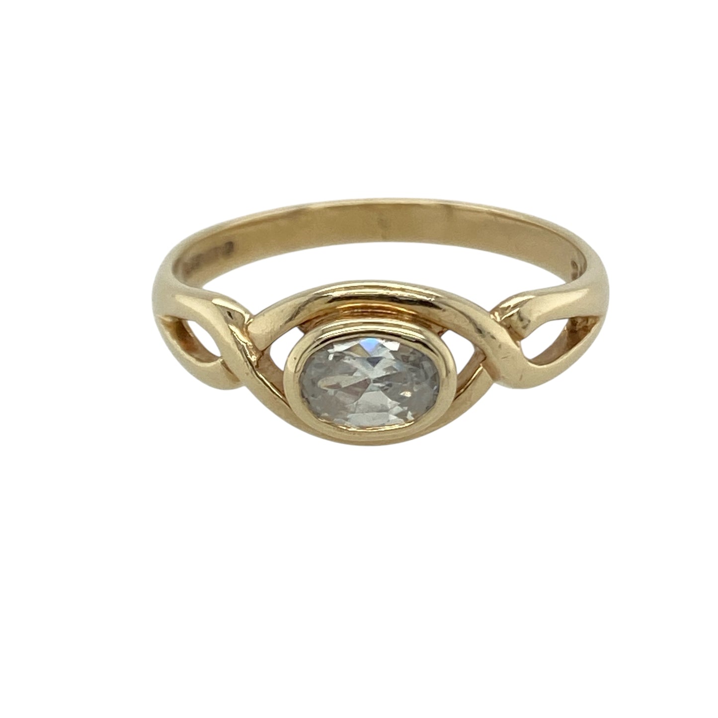 9ct Gold & Cubic Zirconia Set Open Twist Ring