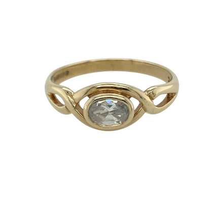 9ct Gold & Cubic Zirconia Set Open Twist Ring