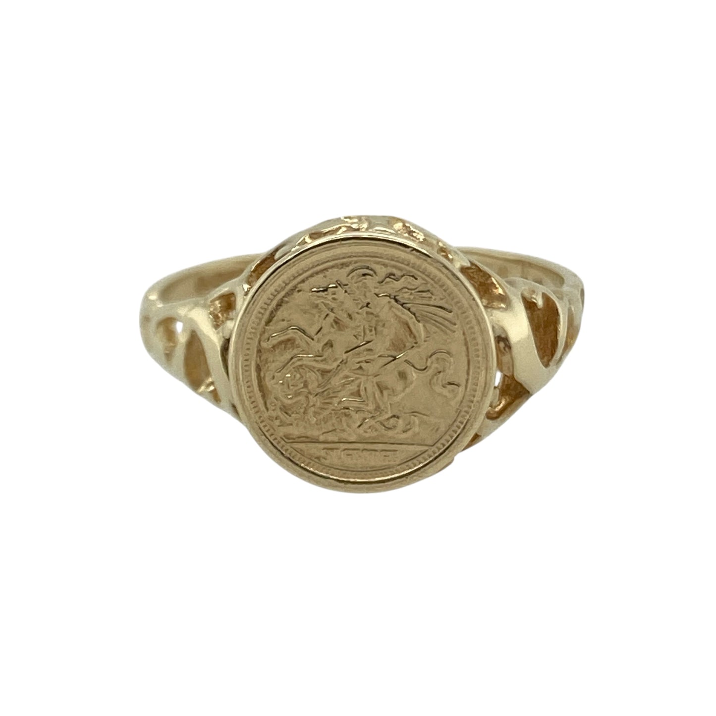 9ct Gold George and the Dragon Coin Style Ring