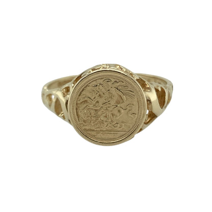9ct Gold George and the Dragon Coin Style Ring