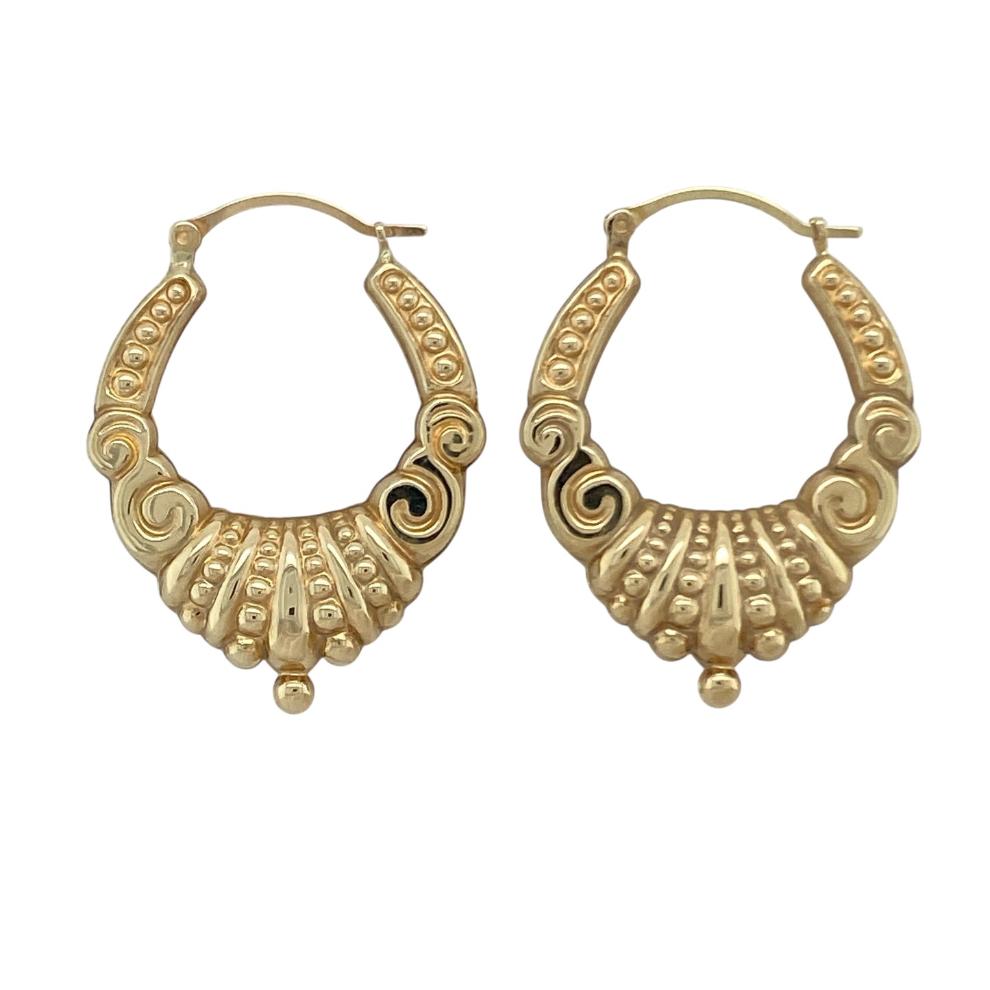 9ct Gold Fancy Patterned Creole Earrings