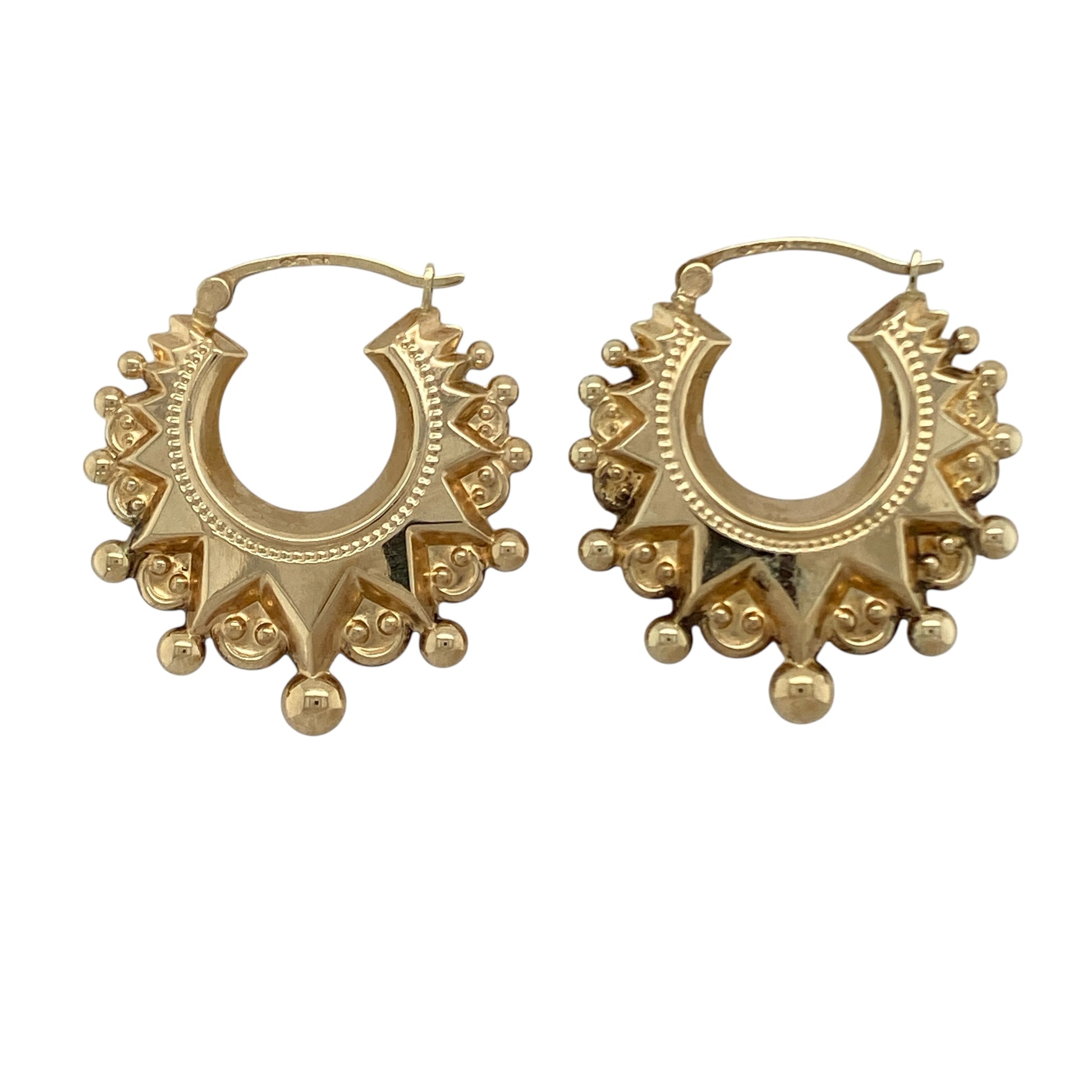 9ct Gold Fancy Patterned Hoop Creole Earrings