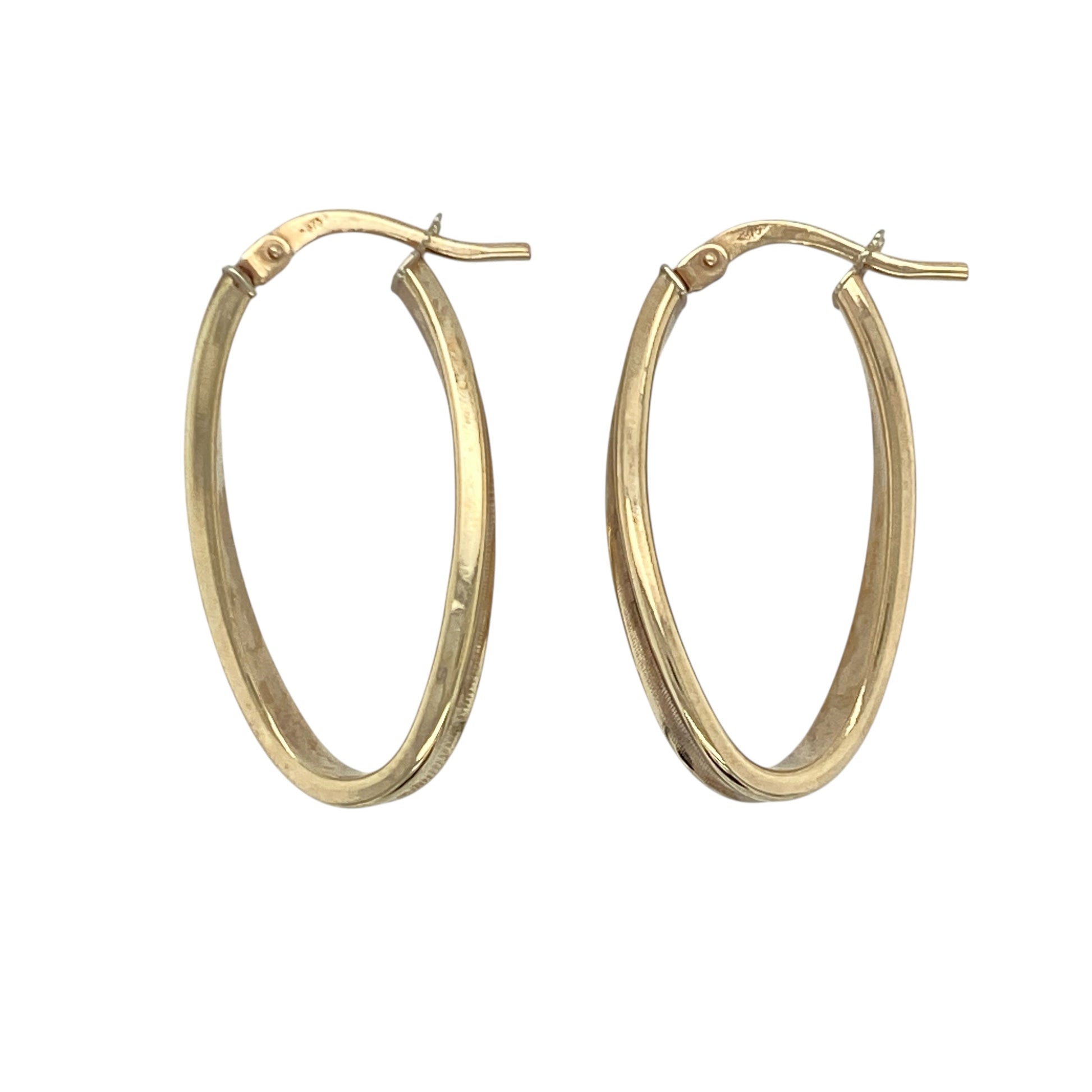9ct Gold Twisted Oval Creole Earrings
