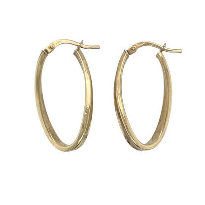 9ct Gold Twisted Oval Creole Earrings