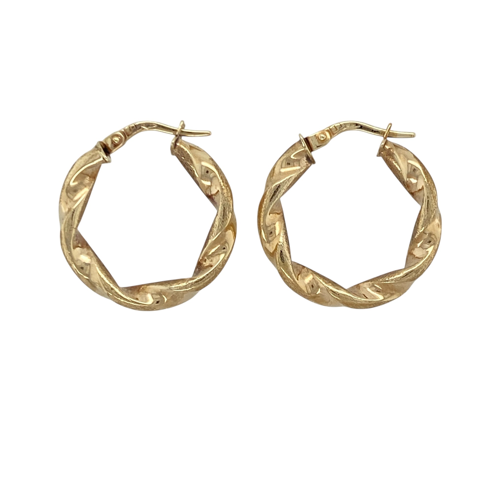 9ct Gold Twisted Hoop Creole Earrings