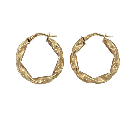 9ct Gold Twisted Hoop Creole Earrings