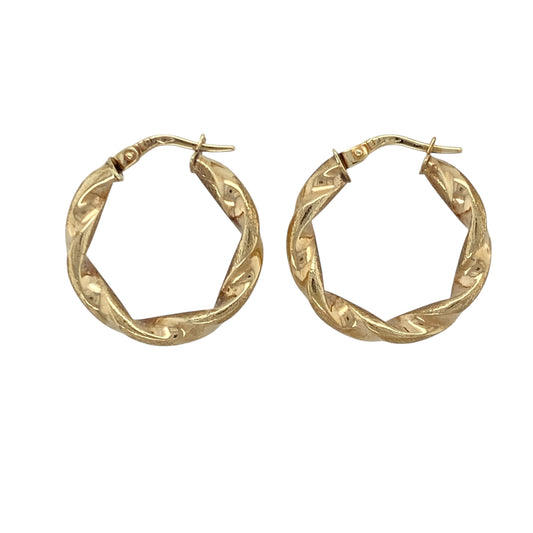 9ct Gold Twisted Hoop Creole Earrings