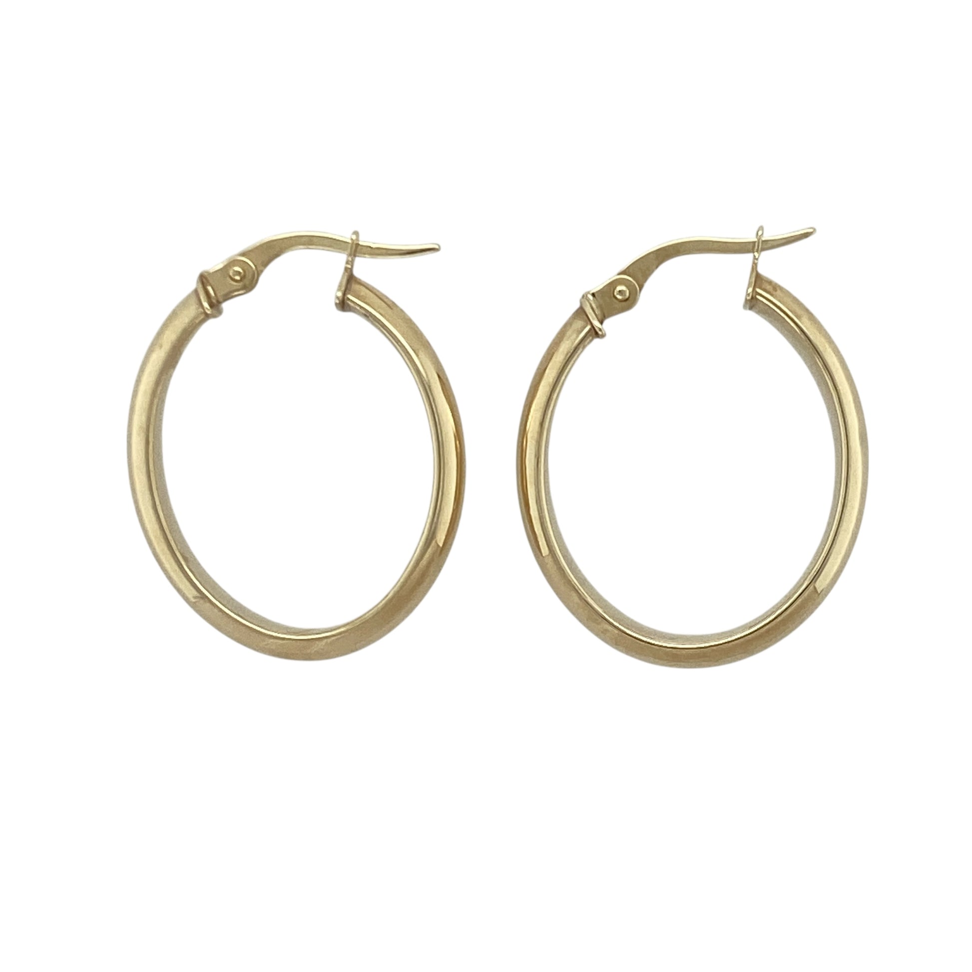 9ct Gold Plain Oval Creole Earrings