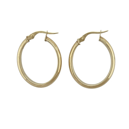 9ct Gold Plain Oval Creole Earrings