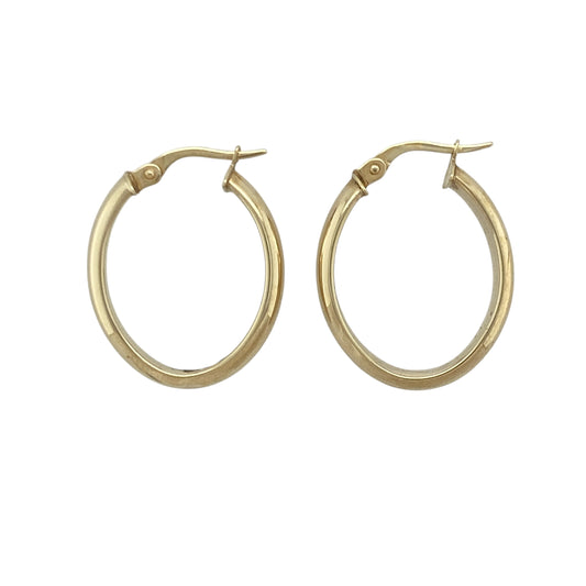 9ct Gold Plain Oval Creole Earrings