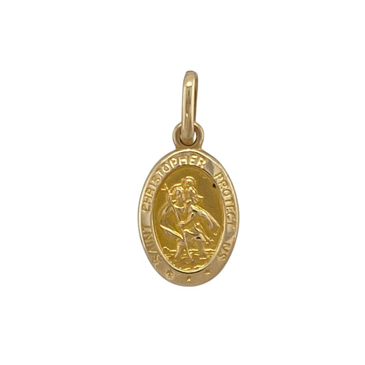 9ct Gold Oval Small St Christopher Pendant