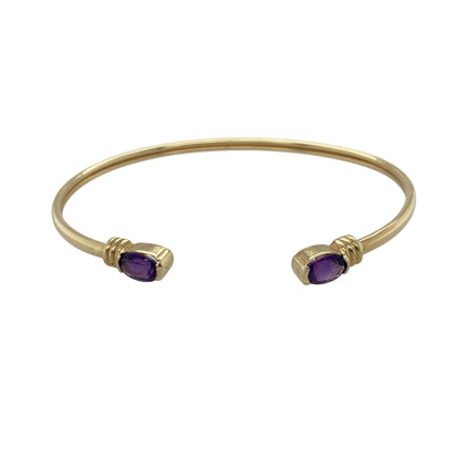 9ct Gold & Amethyst Set Torque Bangle