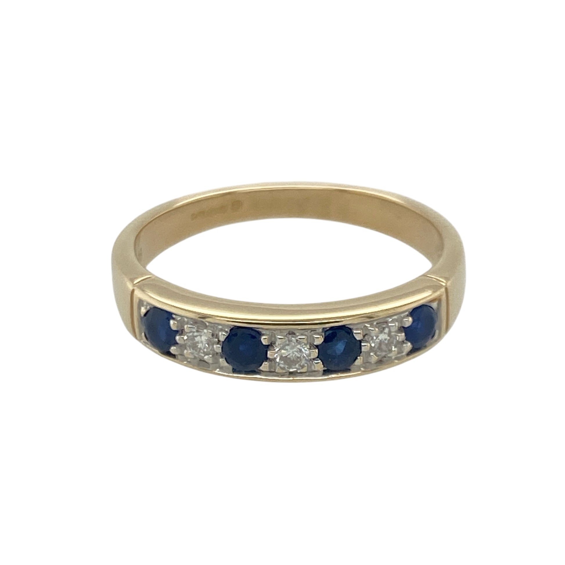 9ct Gold Diamond & Sapphire Set Band Ring