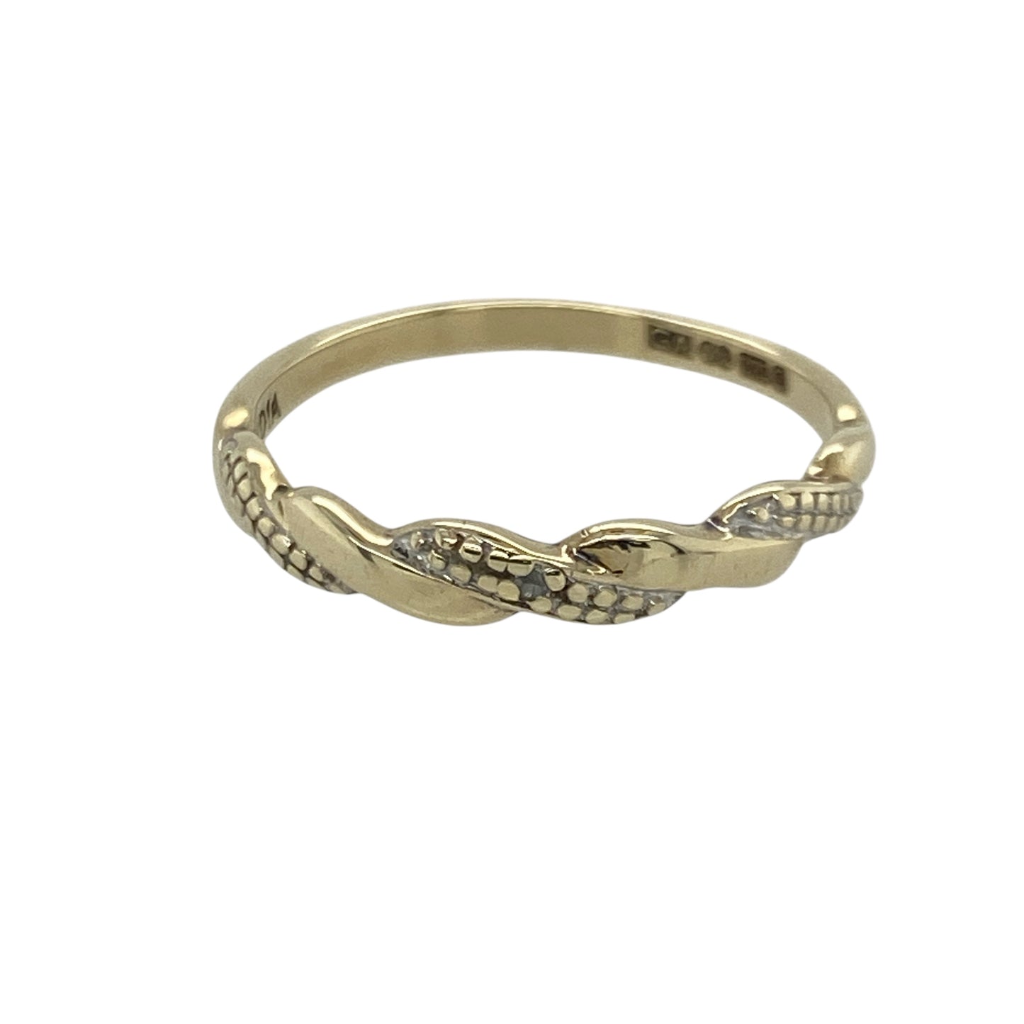 9ct Gold & Diamond Set Twist Band Ring