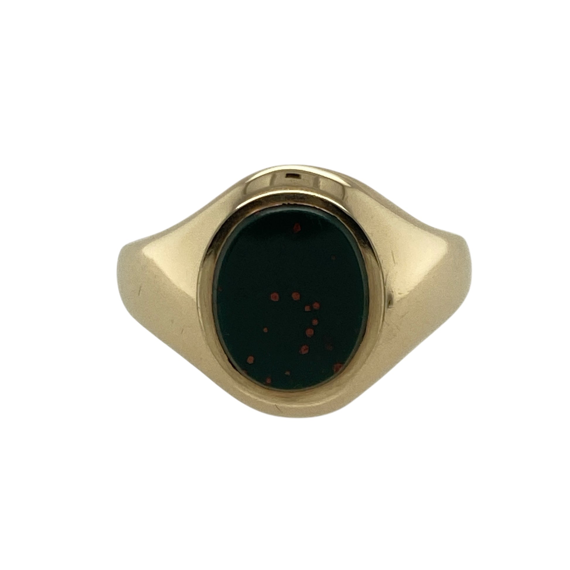 9ct Gold & Bloodstone Set Oval Signet Ring