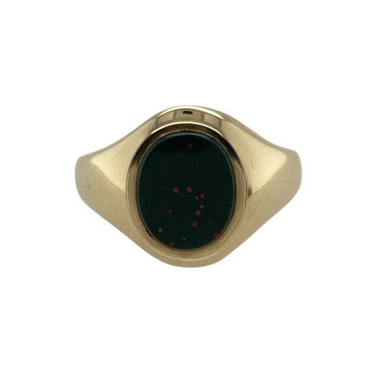 9ct Gold & Bloodstone Set Oval Signet Ring